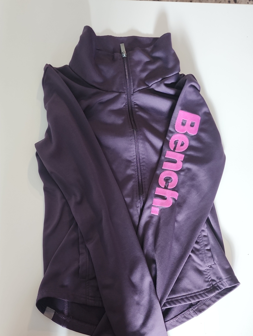 Bench Purple Full-Zip Jacket with Pink Sleeve Logo